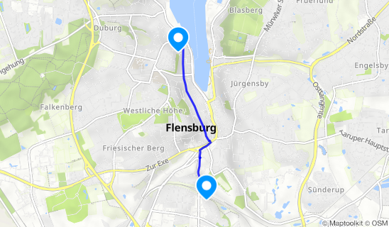 Kartenausschnitt Nordertor in Flensburg